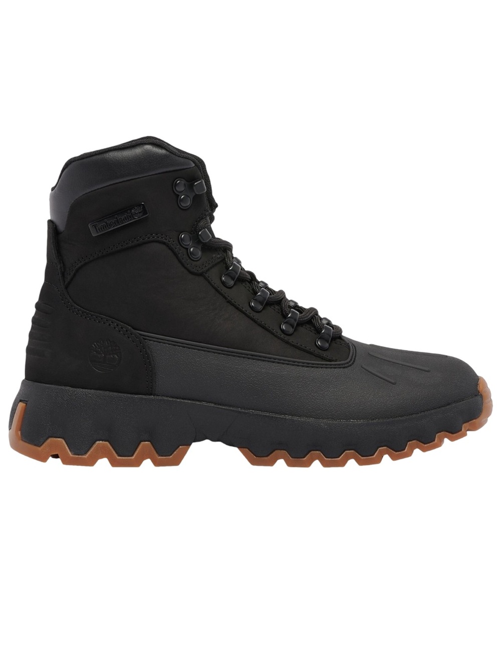 Timberland Men's euro hiker Black shell toe Boot with Brown Lug Sole